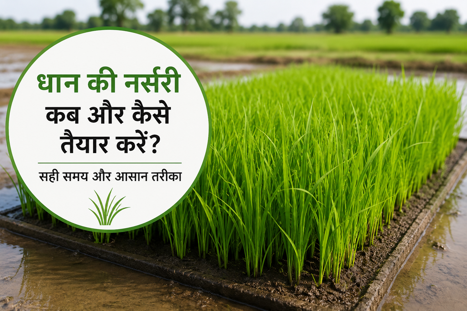 धान की नर्सरी में उगते स्वस्थ धान के पौधे