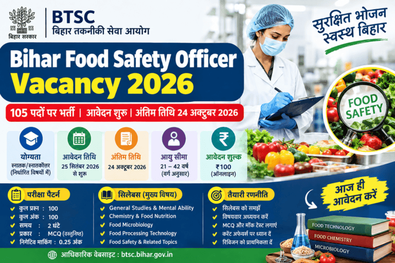 Bihar Food Safety Officer Vacancy 2026 – 105 पदों पर भर्ती