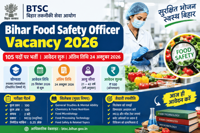 Bihar Food Safety Officer Vacancy 2026 – 105 पदों पर भर्ती