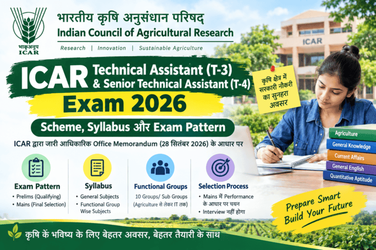 ICAR Technical Assistant T-3 और Senior Technical Assistant T-4 Exam 2026